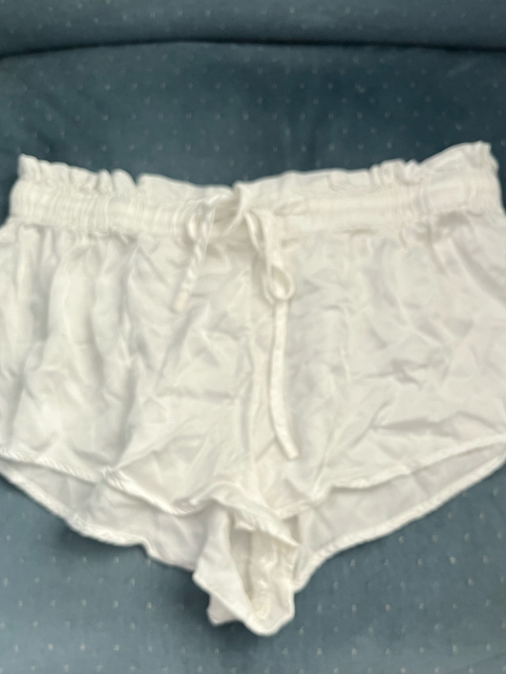 Anthropologie White satin  Ruffled pajamas bottoms